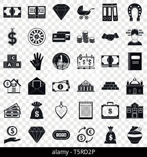 Deposit in bank icons set, simple style Stock Vector