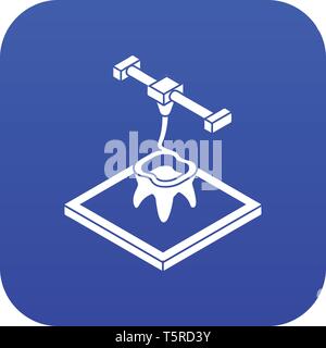 Tooth d printing icon blue vector Stock Vector