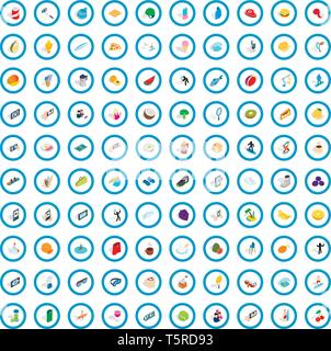 100 vigorous icons set, isometric 3d style Stock Vector