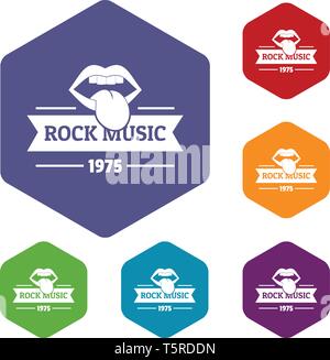 Festival rock music icons vector hexahedron Stock Vector
