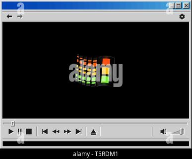 Old multi media player window mockup for mobile apps, sites and video services Stock Vector