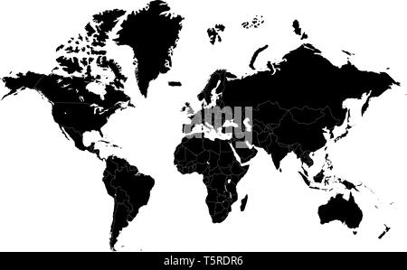 World map with countries borders. Worldmap background for reports and infographics Stock Vector