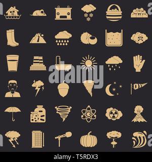 Weather icons set, simple style Stock Vector