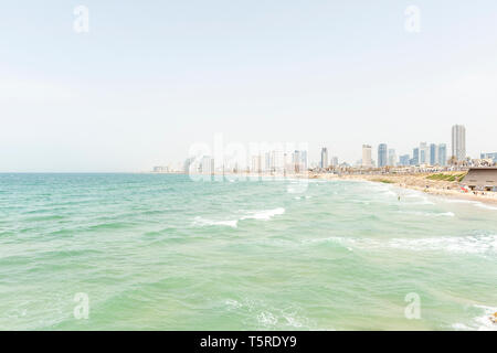 Israel, Tel Aviv-Yafo - 24 April 2019: Cityscape of Tel Aviv taken from Jaffa Stock Photo