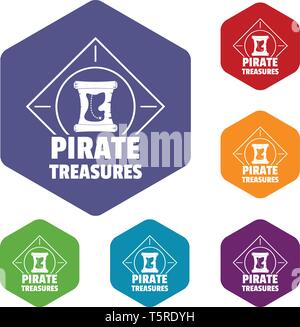 Pirate icons vector hexahedron Stock Vector