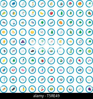 100 vitality icons set, isometric 3d style Stock Vector