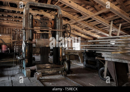 An old wood sawmill that is still operational located in the forrests of Sweden. Stock Photo