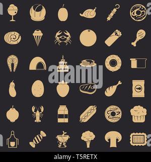 Autumn food icons set, simle style Stock Vector