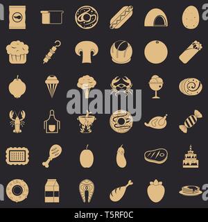 Donut icons set, simle style Stock Vector