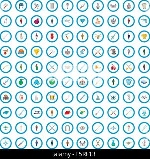 100 war icons set, cartoon style Stock Vector