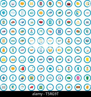 100 warehouse icons set, cartoon style Stock Vector