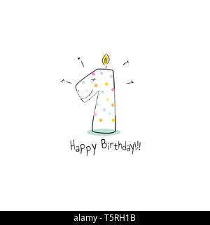 First birthday dino candle card design template. Stock Vector