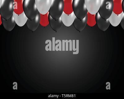 Elegant dark festive background with balloons. Stock Vector