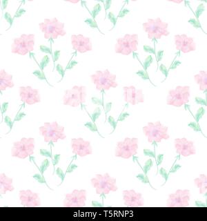 Seamless watercolor floral pattern on a white background Stock Vector