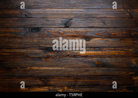 Rustic dark wooden table background top view Stock Photo