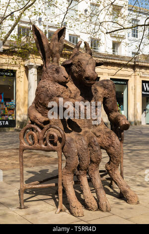 The Hare and the Minotaur sculpture on the Promenade Cheltenham created 1995 in Cheltenham town centre Cheltenham gloucestershire England UK GB Europe Stock Photo