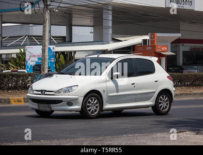 Chiangmai, Thailand - April 18 2019: Private car, Peugeot 206. Photo at road no.121 about 8 km from downtown Chiangmai, thailand. Stock Photo