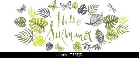 Sweet summer doodles full vector large banner Stock Vector