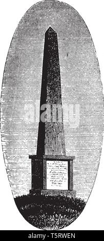 Grave of William Flank Perry ,a Confederate States Army brigadier general ,vintage line drawing or engraving illustration. Stock Vector