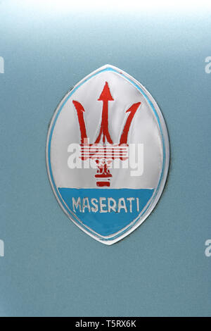 Moto d'epoca Maserati 250 T4. Marchio.  Marca: Maserati modello: 250 T4 nazione: Italia - Modena anno: 1956 condizioni: restaurata cili Stock Photo