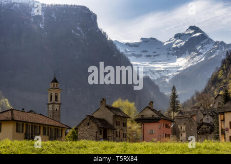 Sonogno village at Spring Stock Photo