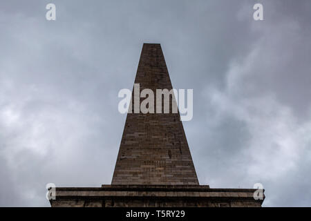 Dublin, Ireland – March 2019. Wellington Monument Imposing 62m obelisk built to commemorate victories of Arthur Wellesley, 1st Duke of Wellington. in  Stock Photo