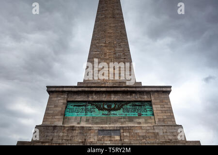 Dublin, Ireland – March 2019. Wellington Monument Imposing 62m obelisk built to commemorate victories of Arthur Wellesley, 1st Duke of Wellington. in  Stock Photo