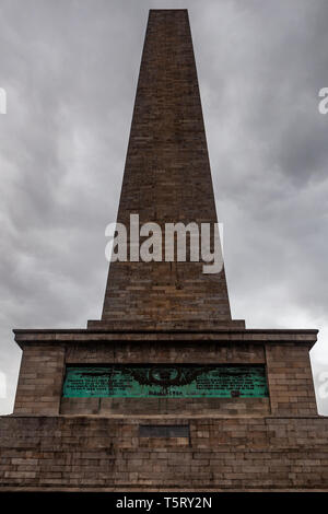 Dublin, Ireland – March 2019. Wellington Monument Imposing 62m obelisk built to commemorate victories of Arthur Wellesley, 1st Duke of Wellington. in  Stock Photo