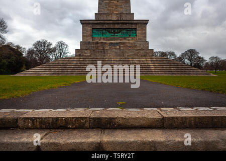 Dublin, Ireland – March 2019. Wellington Monument Imposing 62m obelisk built to commemorate victories of Arthur Wellesley, 1st Duke of Wellington. in  Stock Photo