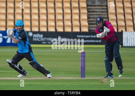 26-April-2019 : Hamish Rutherford of Worcestershire  in action  during the Royal London 1 Day Cup match between Worcestershire and Northamptonshire Stock Photo
