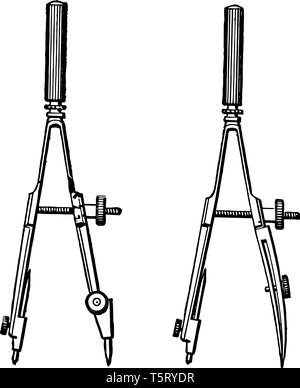 In this image that shows the two images of the compass, vintage line drawing or engraving illustration. Stock Vector