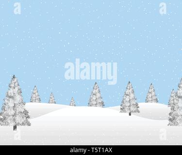Winter landscape with snowy pine trees. Stock Vector