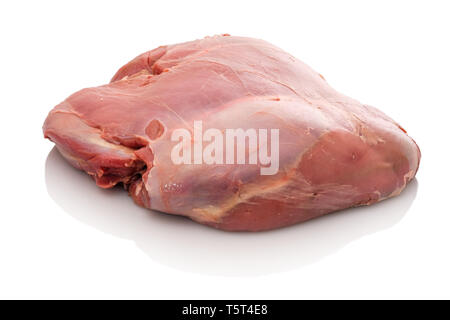 Raw roe deer meat haunch from fawn white isolated Stock Photo