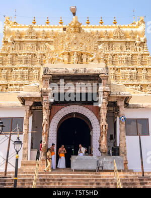 Vertical view of the infamous Padmanabhaswamy Temple in Trivandrum, Kerala, India. Stock Photo