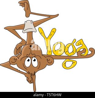 Cartoon monkey doing yoga vector illustration Stock Vector