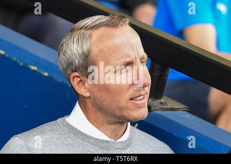 19th April 2019, Kassam Stadium, Oxford England; Sky Bet League One, Oxford United vs Charlton Athletic ;Lee Bowyer manager of charlton   Credit: Phil Westlake/News Images  English Football League images are subject to DataCo Licence Stock Photo