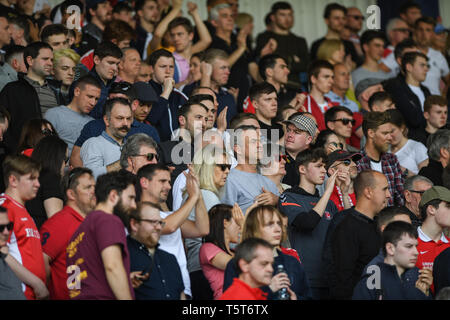 19th April 2019, Kassam Stadium, Oxford England; Sky Bet League One, Oxford United vs Charlton Athletic ;Charlton fans at Oxford   Credit: Phil Westlake/News Images  English Football League images are subject to DataCo Licence Stock Photo