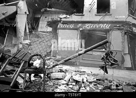 IRA bomb damage in the Shankill area of Belfast, Northern Ireland in ...