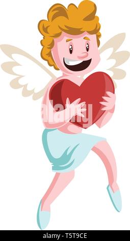 Cute Boy Holding Bow And Arrow. Cartoon Vector Illustration Isolated On 