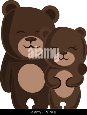 A male and a female bear hugging each other vector illustration on white background. Stock Vector