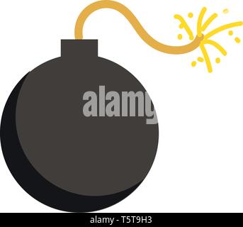 Bomb with a light fuse vector illustration on white background. Stock Vector
