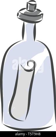 Empty bottle with a letter in it vector illustration on white background. Stock Vector