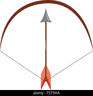 Brown bow and arrow vector illustration on white background. Stock Vector