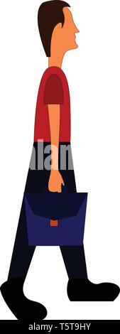 Tall man with briefcase vector illustration on white background. Stock Vector