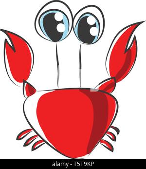 Cartoon of red crab vector illustration on white background. Stock Vector