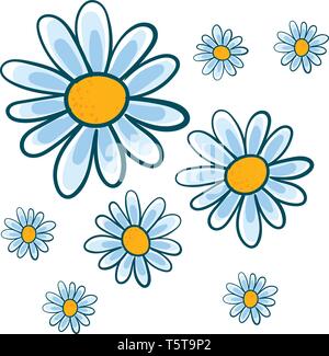 White chamomile flowers vector illustration on white background. Stock Vector