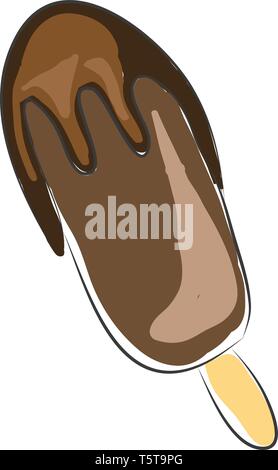 Simple vector illustration of chocolate ice cream on white background. Stock Vector