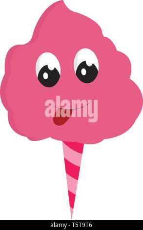 Pink cotton candy with big eyes vector illustration on white background Stock Vector