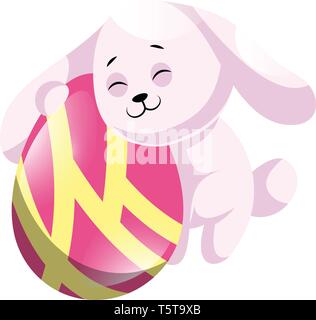 Rabbit Hugging Easter Egg Cartoon Illustration Stock Vector Image & Art ...