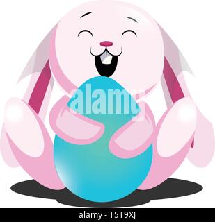 Bunny Hugging Easter Egg Isolated Coloring Page Stock Vector Image ...